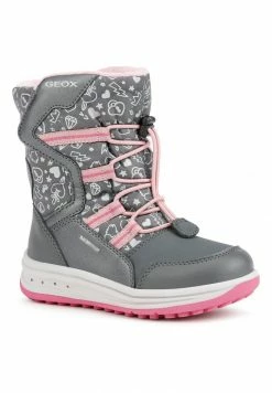 Geox ROBY GIRL - Bottes De Neige - Dk Grey/pink