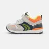 Geox RISHON BOY - Baskets Basses - Light Grey/fluo Orange