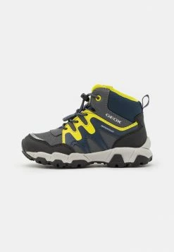 Geox MAGNETAR BOY WPF - Bottines à Lacets - Dark Grey/lime